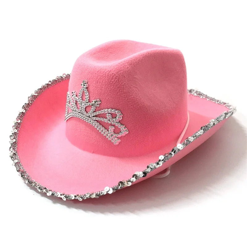 Chapeau de Cowgirl Rose Pailleté – Édition Glamour