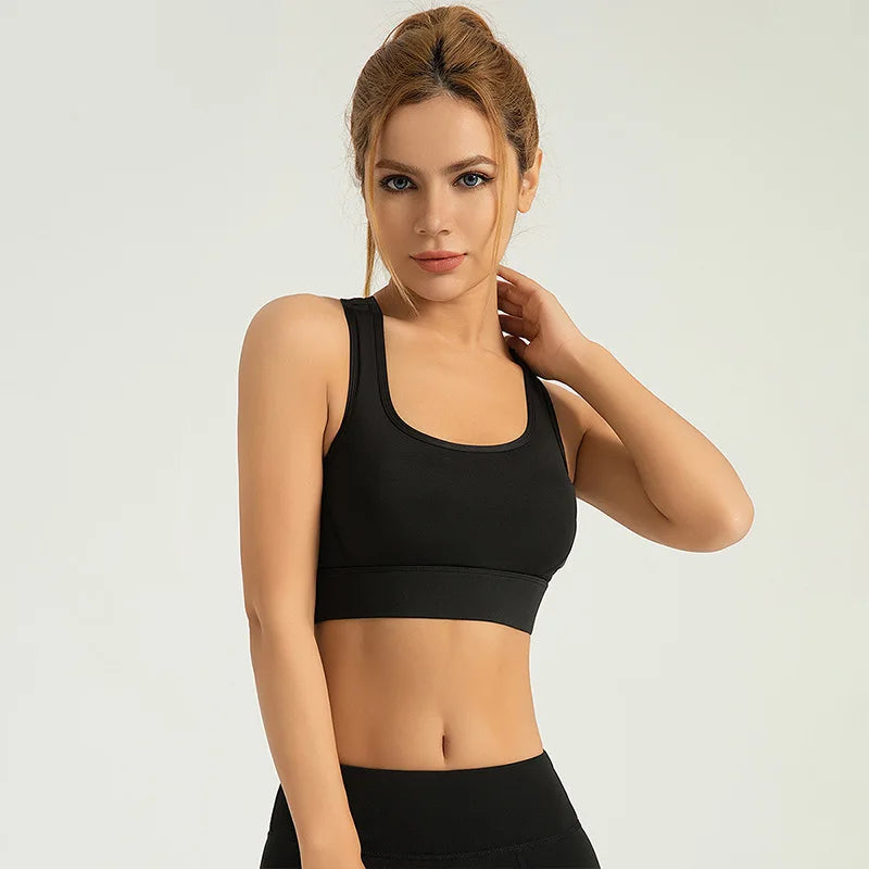 Soutien-gorge de sport pour femme Brassière de yoga Brassières de gym Crop top à fort impact Soutiens-gorge push-up Débardeurs d'entraînement gym Dos en mesh Sous-vêtements Bralette pour dames
