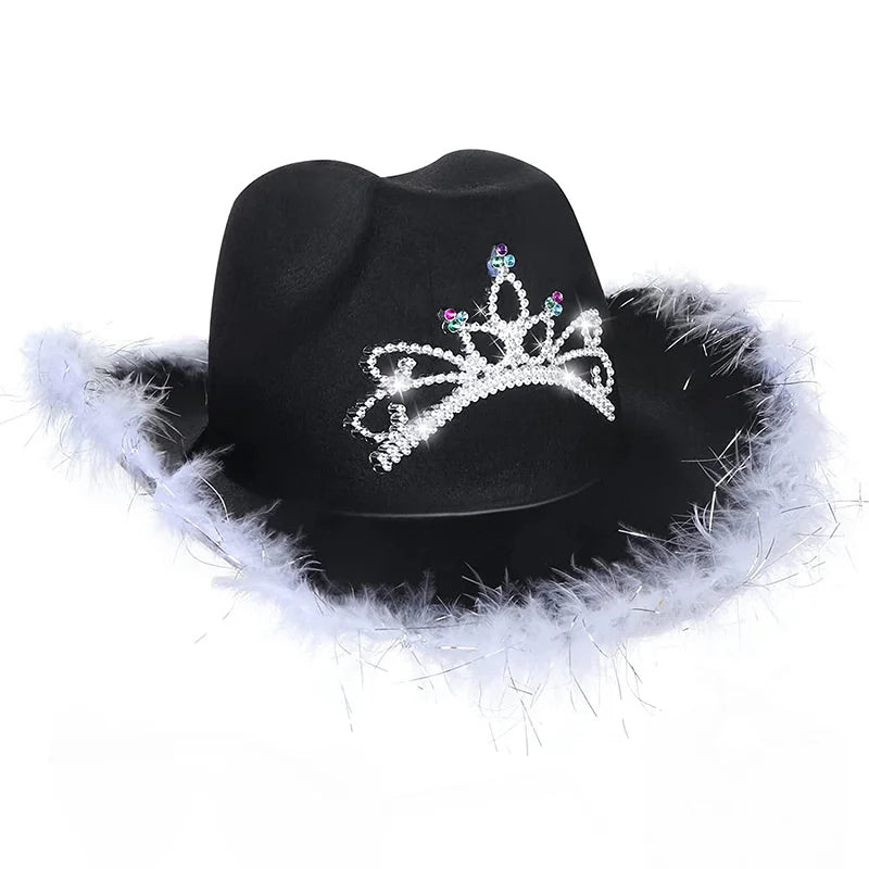 Chapeau de Cowgirl Rose Pailleté – Édition Glamour