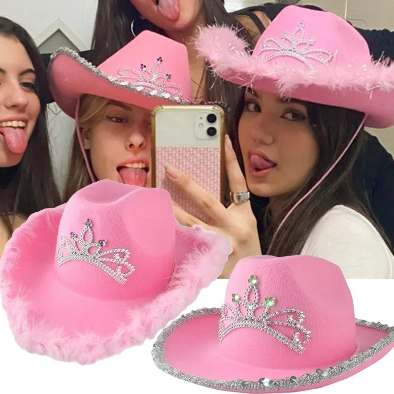 Chapeau de Cowgirl Rose Pailleté – Édition Glamour