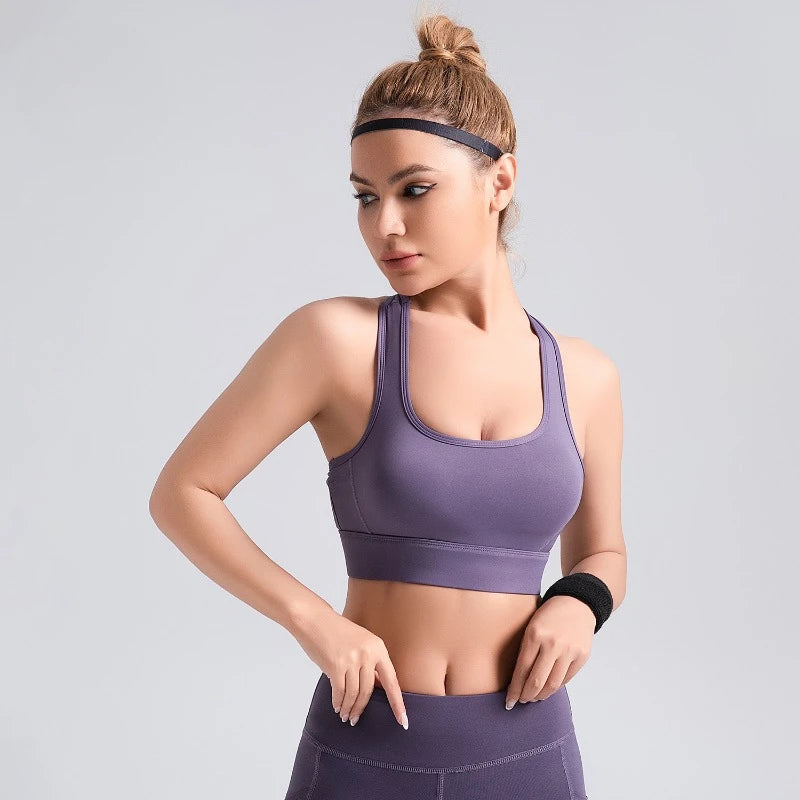 Soutien-gorge de sport pour femme Brassière de yoga Brassières de gym Crop top à fort impact Soutiens-gorge push-up Débardeurs d'entraînement gym Dos en mesh Sous-vêtements Bralette pour dames